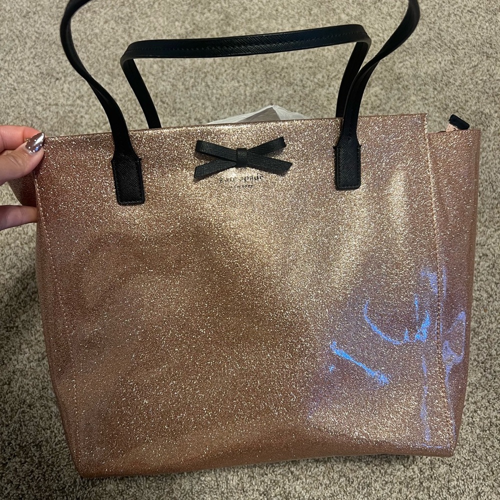 Kate Spade Sparkle Tote - Rose Gold and Black